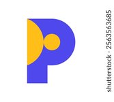 Letter P people modern minimal logo design