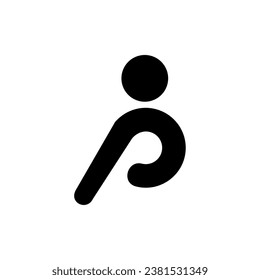 the letter P and the person became a modern logo