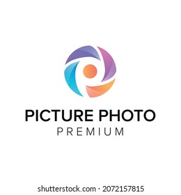 letter P photography logo icon vector template