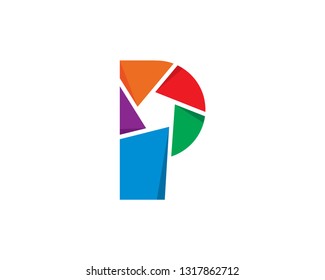 Letter P Photography Logo Template, Icon, Symbol - Vector