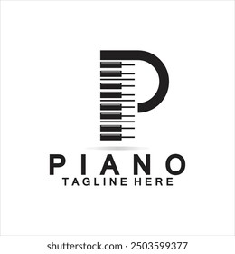 Letter P piano logo. Creative design letter P Combination with Keyboard Piano for piano Logo.
