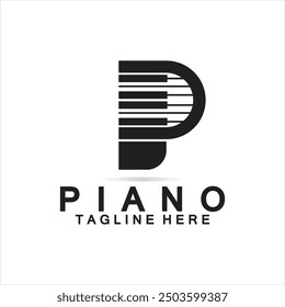 Letter P piano logo. Creative design letter P Combination with Keyboard Piano for piano Logo.