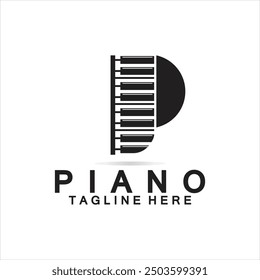 Letter P piano logo. Creative design letter P Combination with Keyboard Piano for piano Logo.