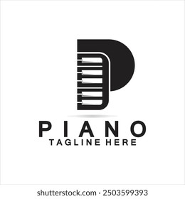 Letter P piano logo. Creative design letter P Combination with Keyboard Piano for piano Logo.