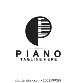 Letter P piano logo. Creative design letter P Combination with Keyboard Piano for piano Logo.