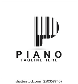 Letter P piano logo. Creative design letter P Combination with Keyboard Piano for piano Logo.
