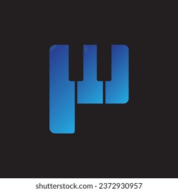 letter P piano music logo design.