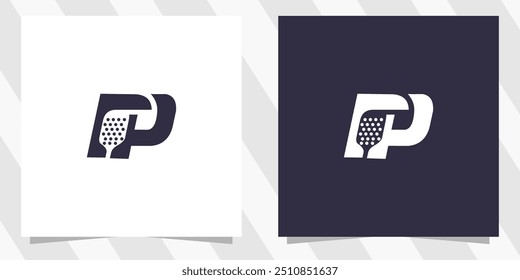 letter p with pickleball logo design vector