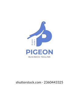 Letter P and pigeon bird. business logo design for company, brand and website.