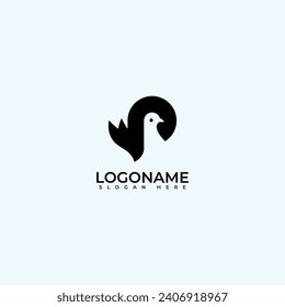 Letter P pigeon bird dove logo design vector.