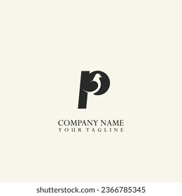 Letra P vector de diseño del logotipo de pájaro pichón.