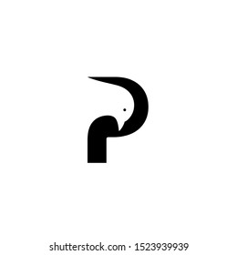 letter P  with pigeons logo design tamplate