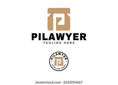letter A P with pillar and flag modern badge logo design set for firm, lawyer, industrial, technology, construction company business