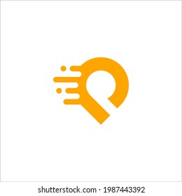 letter P with pin run logo design vector sign