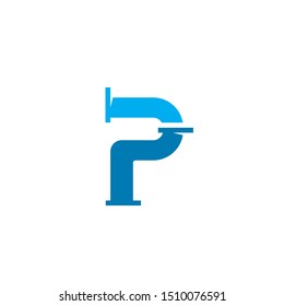 Letter P, Pipe Logo Template For Plumbing Company Identity