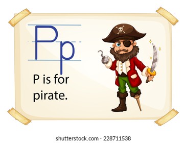 A letter P for pirate on a white background 