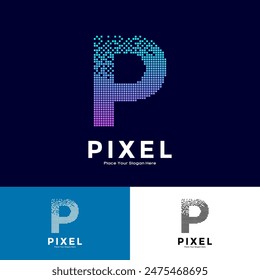Letter P pixel colorful vector design. Suitable for business, initial, poster, technology and network