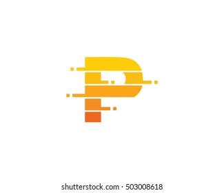 Letter P Pixel Cut Logo Design Template