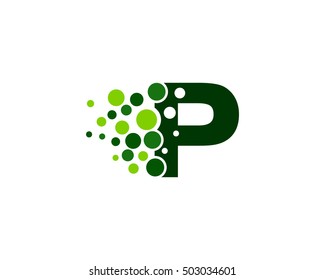 Letter P Pixel Dot Circle Spread Logo Design Template