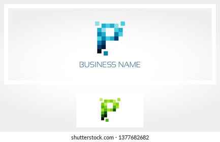 Letra P Pixel Logotipo Rodado