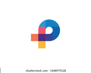 Letter P Pixel Logo Design Element