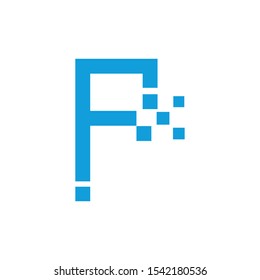 Letter P Pixel Logo Design Element. P Letter Pixel Motion Logo Template - Vector