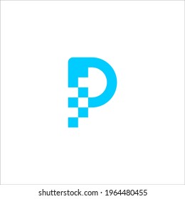 letter P pixel logo design vector sign