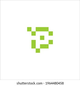 letter P pixel logo design vector sign