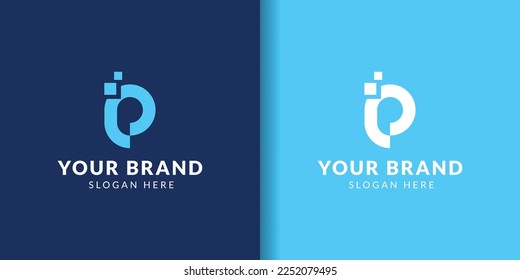 Letter P Pixel Logo Design Element