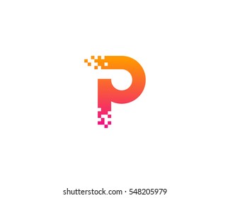 Letter P Pixel  Logo Design Element