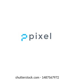 letter p pixel logo template