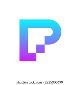 Letter P pixel modern logo design