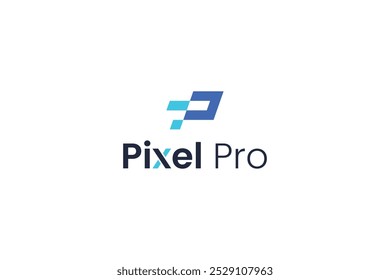 Letter p pixel print unique technological simple minimal logo