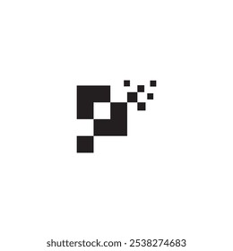 Letter P Pixel Simple Tech Logo Icon Stock Black and White