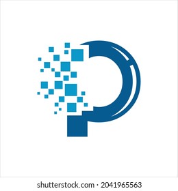 Letter P pixel vector template