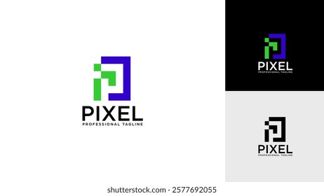 Letter P pixels logo initial design template. Illustration vector graphic of letter with pixel logo design concept