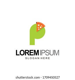 letter p and pizza logo  design and template