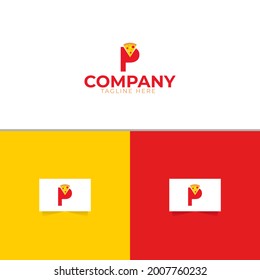 Vector de plantilla de diseño de logotipo de carta P Pizza