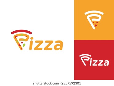 letter P and pizza logo design. food and restaurant symbol vector template