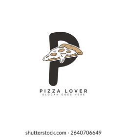 Letter P Pizza Logo Design. Alphabet P Pizza Concept Icon