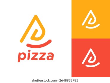 letter P and pizza logo design. food and restaurant symbol vector concept