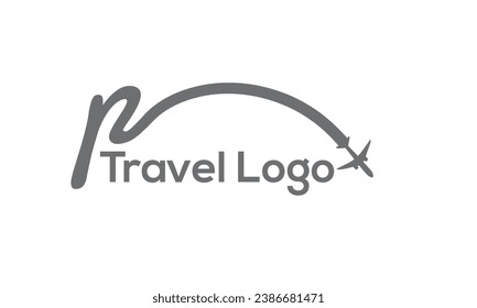 letter P with plane and airline logo vector template. Suitable for travel label, tourism, journey posters, flight company advertising, airways identity, and tech transportation