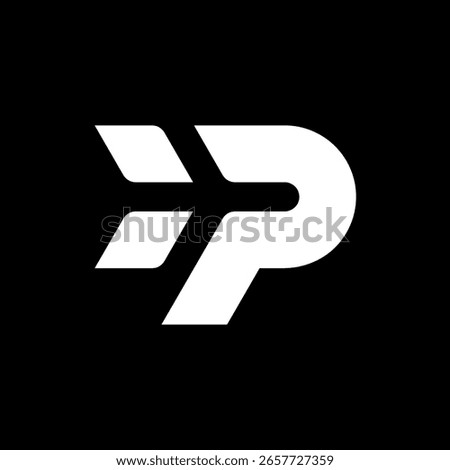Letter P plane creative negative space logo