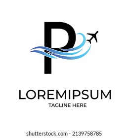 letter P plane flight logo