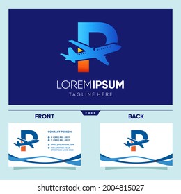 Letter P Plane Logo Design Vector Graphic Icon Illustration