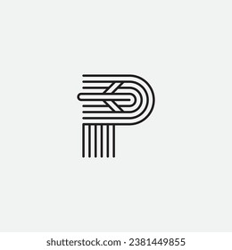 Letter P plane logo design illustration vector template