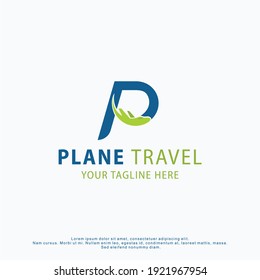 Letter P with Plane Logo for Your Travel Company