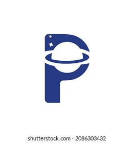 Letter P, Planet Logo Design Template
