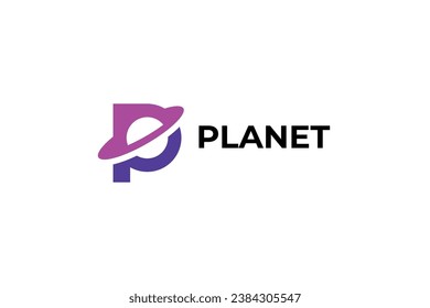 letter p planet vector template logo design