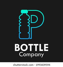 Letter p  with plastic bottle logo template illustration